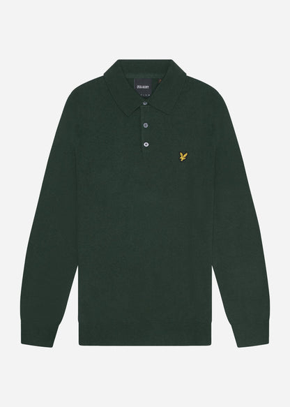 Lyle & Scott Truien  Cotton merino long sleeve knitted polo - argyle teal 