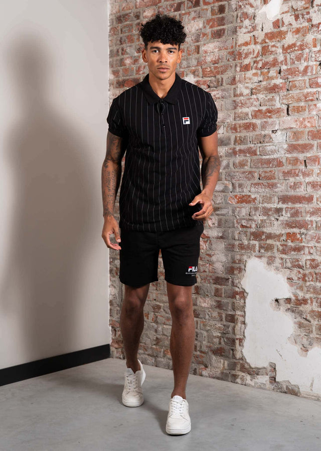 Fila Polo's Linter striped polo shirt - black iron gate striped