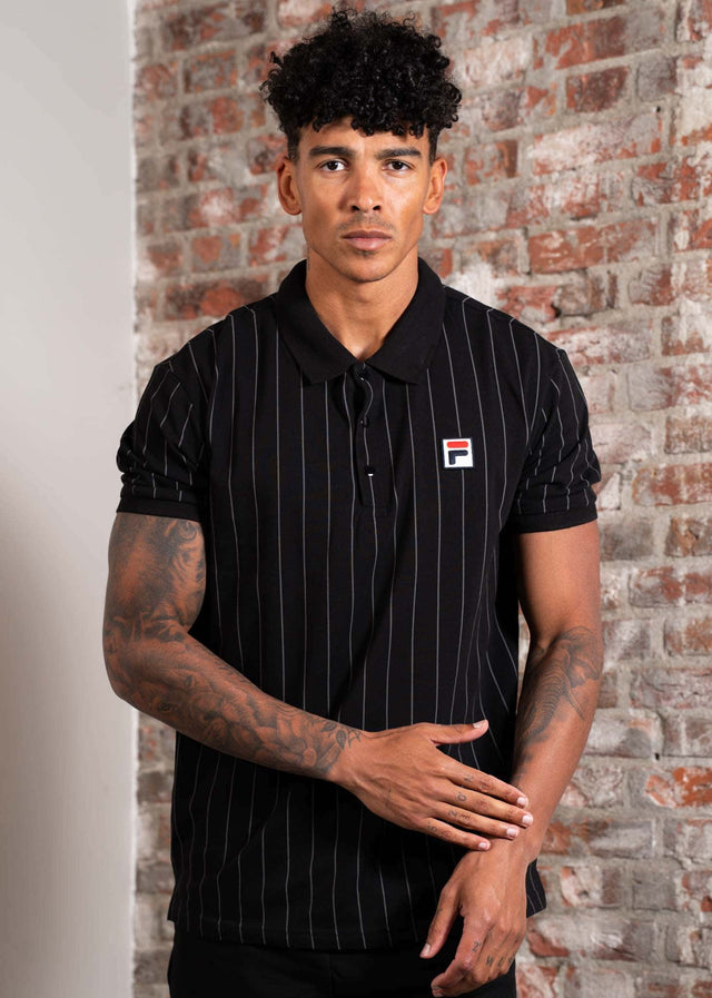 Fila Polo's Linter striped polo shirt - black iron gate striped