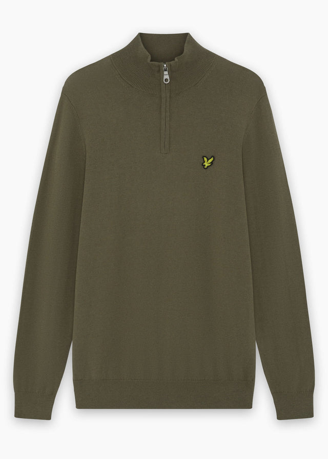 Lyle & Scott Truien Cotton merino quarter zip jumper - khaki ash
