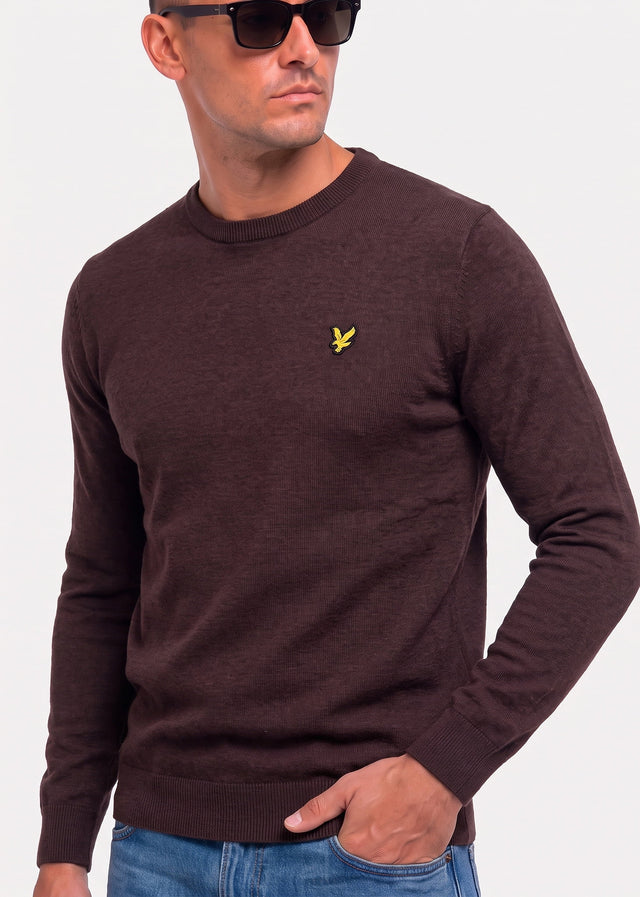 Lyle & Scott Truien Polyblend crew neck pullover - shelter brown