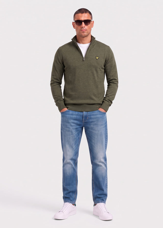 Lyle & Scott Truien Polyblend quarter zip jumper - journey olive