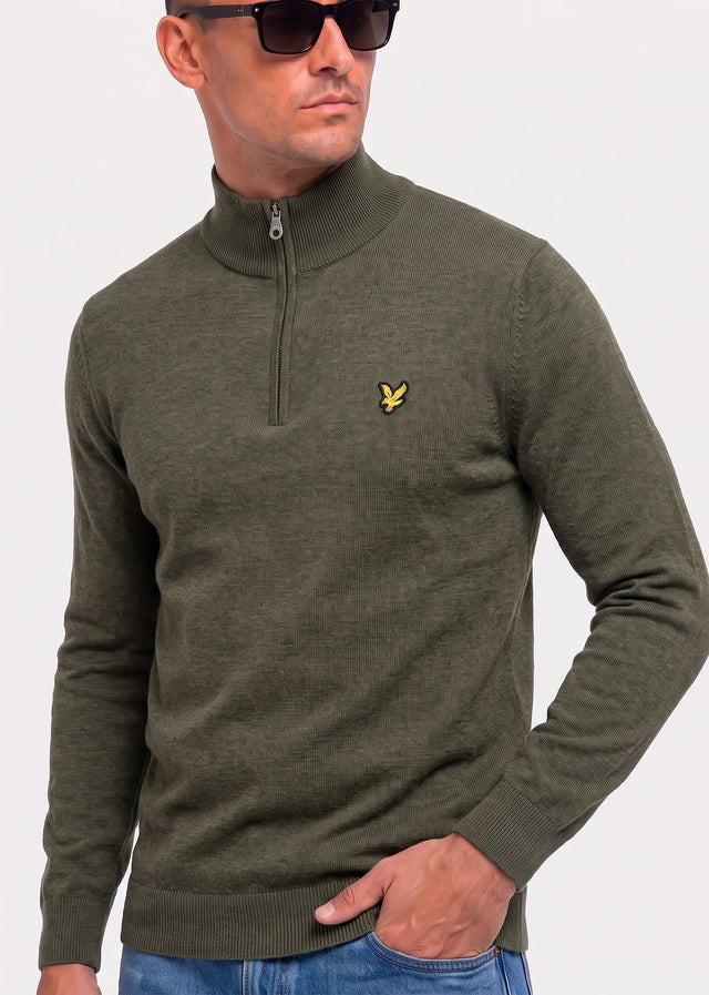 Lyle & Scott Truien Polyblend quarter zip jumper - journey olive