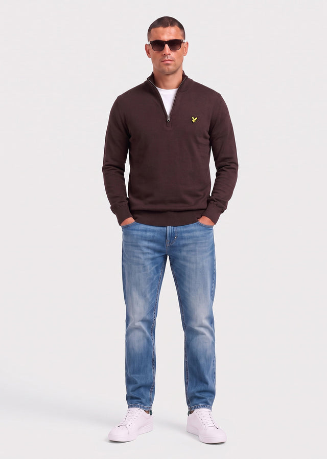 Lyle & Scott Truien Polyblend quarter zip jumper - shelter brown