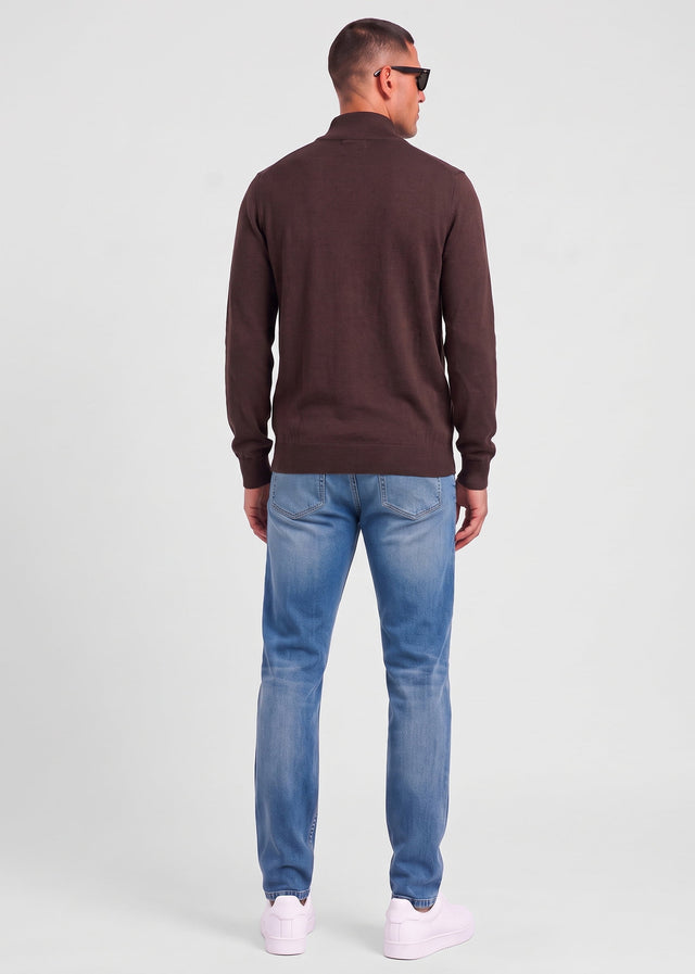 Lyle & Scott Truien Polyblend quarter zip jumper - shelter brown