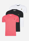 Lyle & Scott T-shirts  3 pack t-shirt - Electric Pink - Jet Black - White 