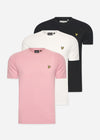 Lyle & Scott T-shirts  3 pack t-shirt - jet black - palm pink - chalk 