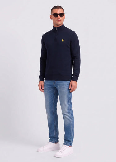 Lyle & Scott Truien Cotton merino quarter zip jumper - dark navy
