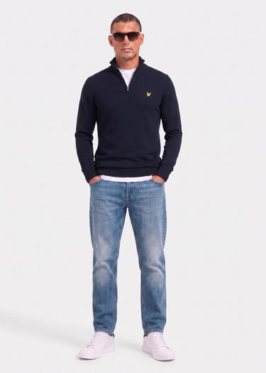 Lyle & Scott Truien Cotton merino quarter zip jumper - dark navy