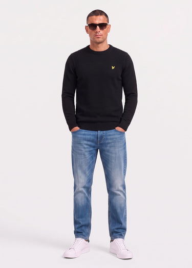 Lyle & Scott Truien Rib insert crew neck jumper - jet black