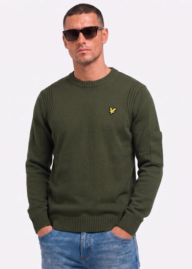 Lyle & Scott Truien Rib insert crew neck jumper - true olive