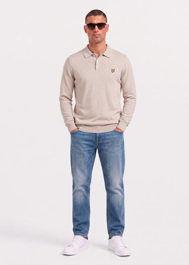 Lyle & Scott Truien Cotton merino long sleeve knitted polo - cove