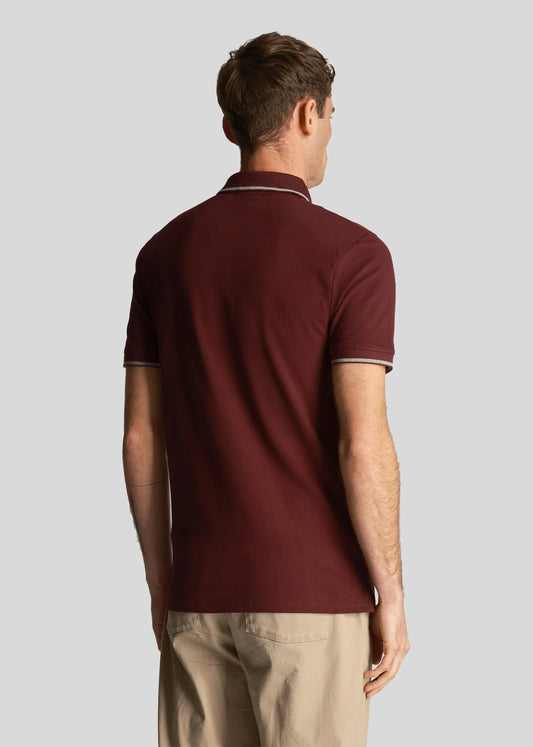 Lyle & Scott Polo's  Tipped polo shirt - burgundy mid grey marl 