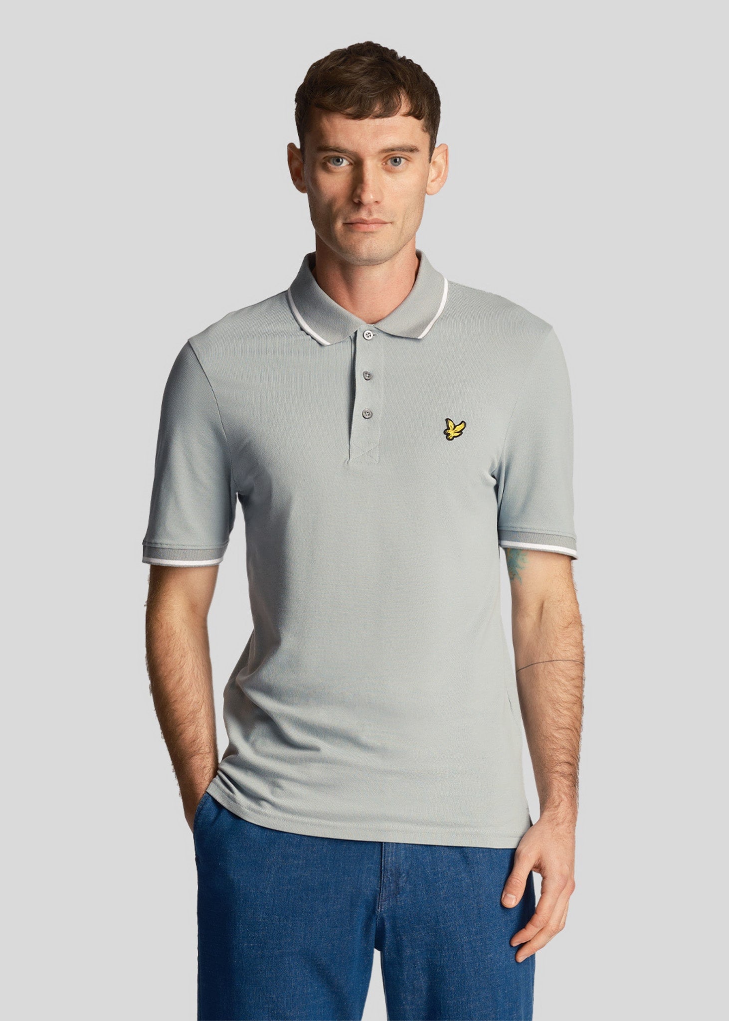 Lyle & Scott Polo's  Tipped polo shirt - slate blue white 