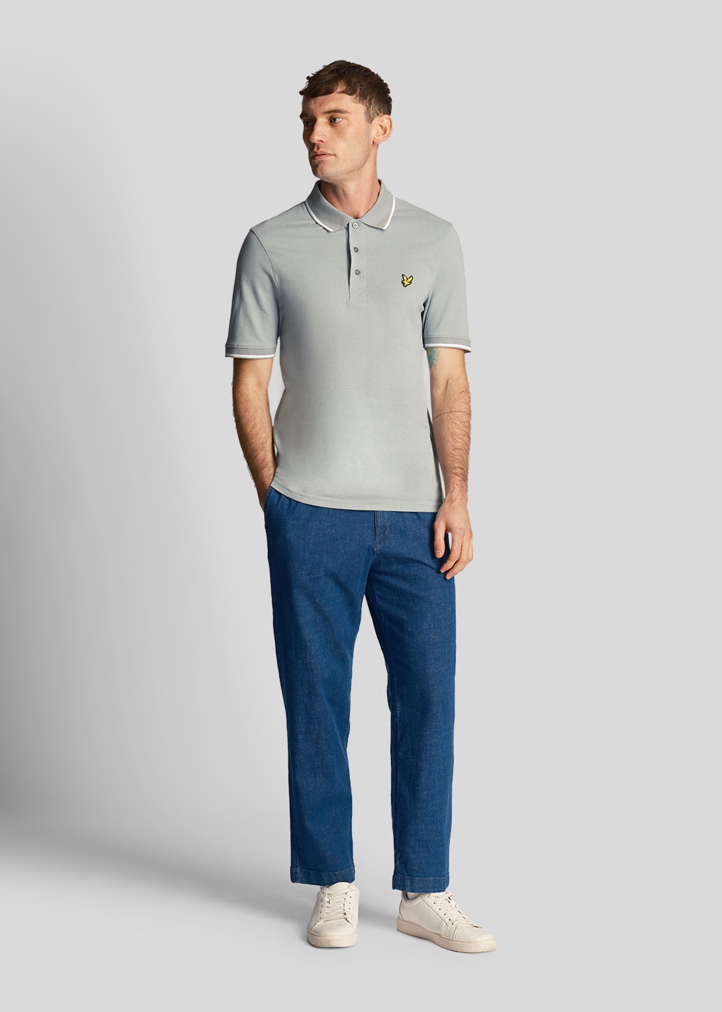 Lyle & Scott Polo's  Tipped polo shirt - slate blue white 