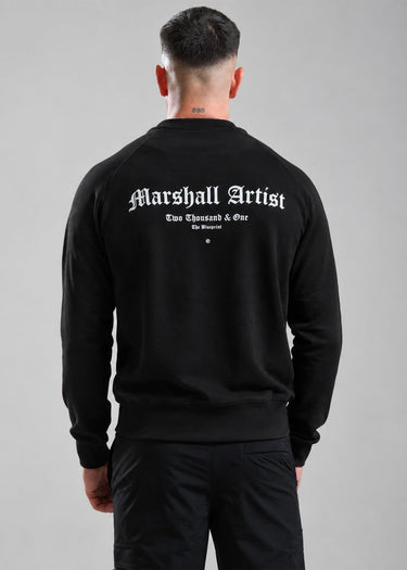 Blue print crew neck - black