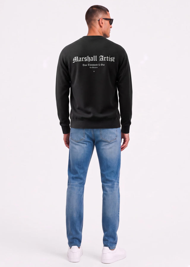 Marshall Artist Truien Blue print crew neck - black