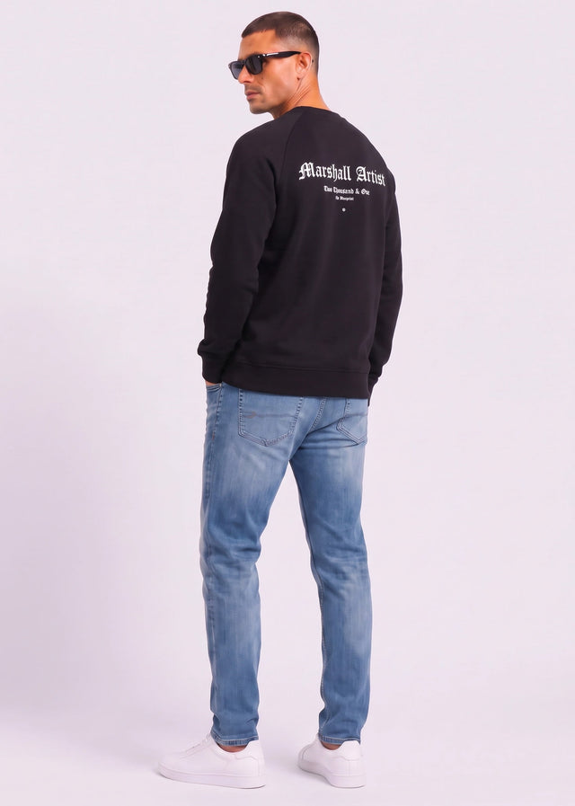 Marshall Artist Truien Blue print crew neck - black