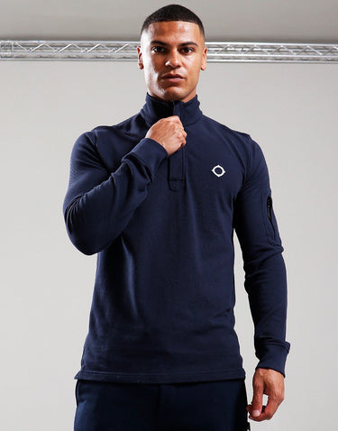 MA.Strum Truien  Ls funnel neck polo - ink navy 