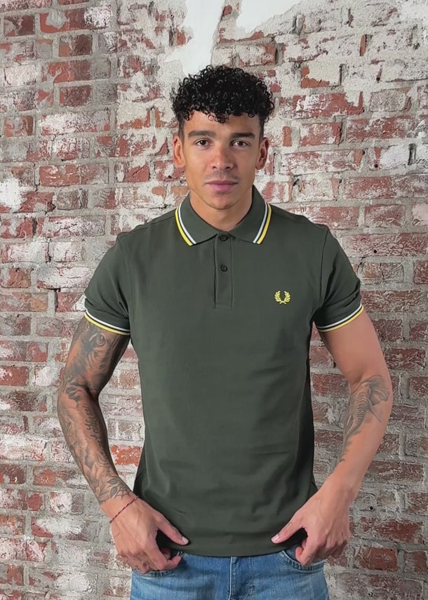 Fred Perry Polo's Twin tipped fred perry shirt - hunting green light ice lenom barley