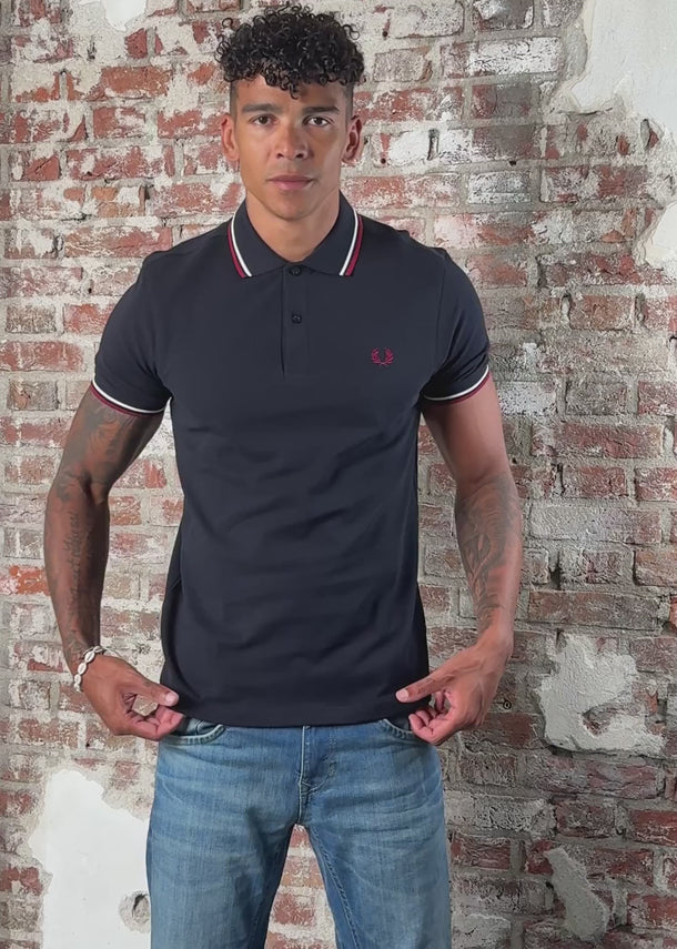 Fred Perry Polo's Twin tipped fred perry shirt - navy snow white burnt red