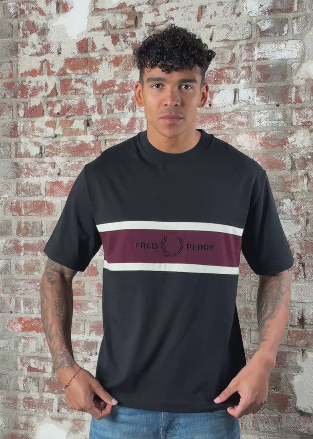 Fred Perry T-shirts Embroidered panel t-shirt - black