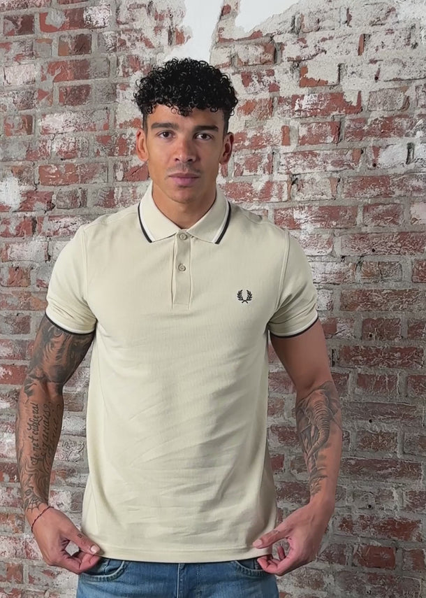 Fred Perry Polo's Twin tipped fred perry shirt - oatmeal snow white anchor grey