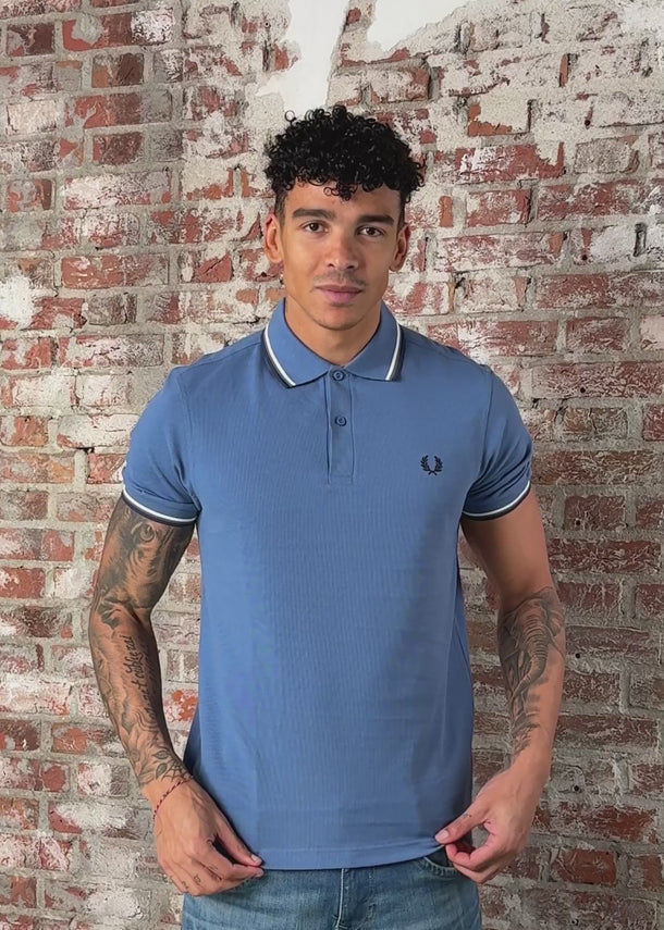 Fred Perry Polo's Twin tipped fred perry shirt - ace blue snow white tennis blue
