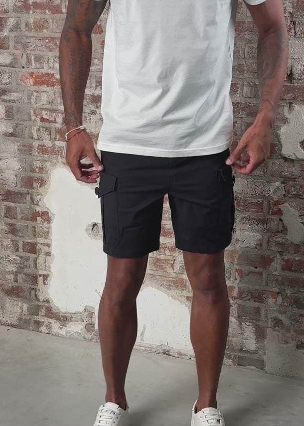 Marshall Artist Korte Broeken Ainsdale cargo short - black