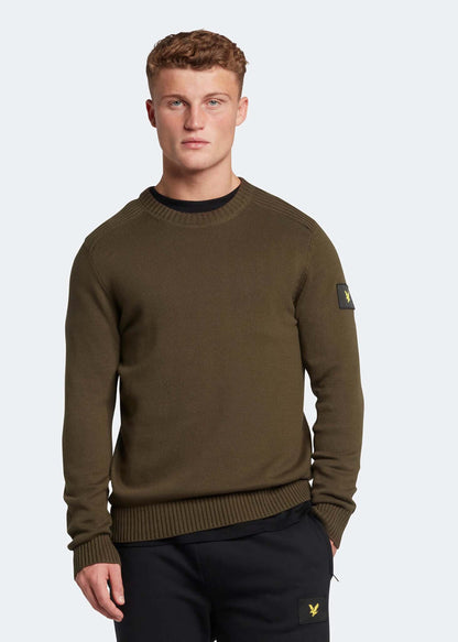 Lyle & Scott Truien  Shoulder detail crew neck knit jumper - olive 