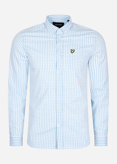 Lyle & Scott Overhemden  LS slim fit gingham shirt - light blue white 