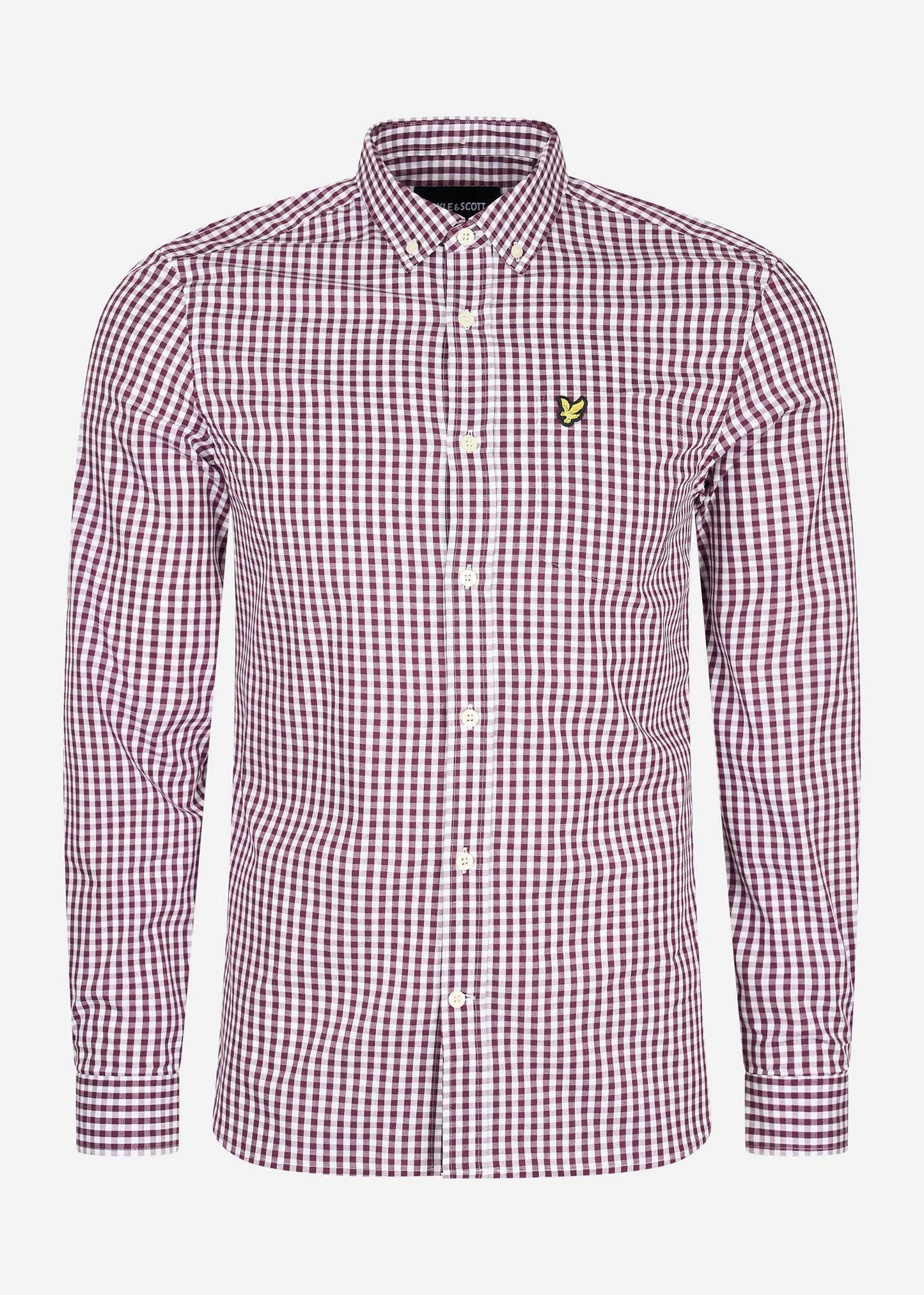 Lyle & Scott Overhemden  LS slim fit gingham shirt - burgundy white 