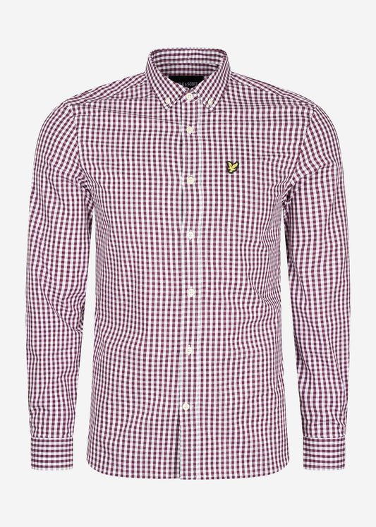 Lyle & Scott Overhemden  LS slim fit gingham shirt - burgundy white 