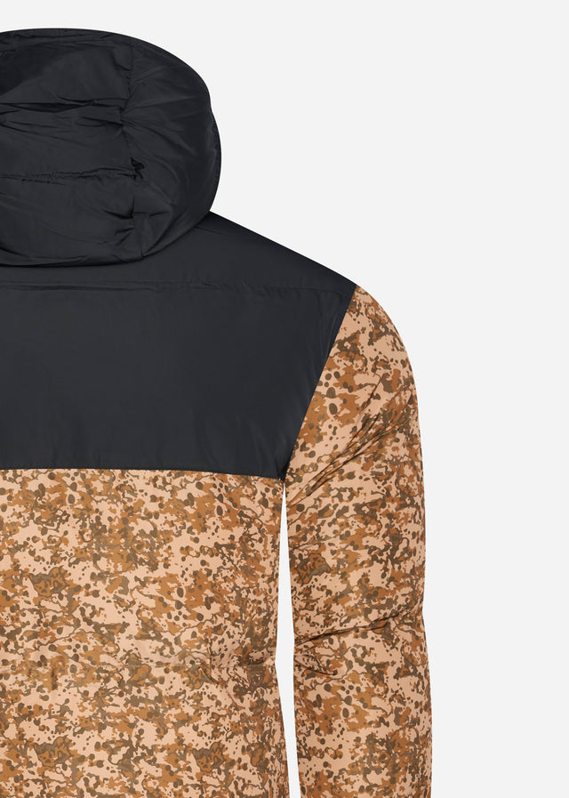 Lyle & Scott Jassen  Earth print wadded jacket - jet black 