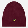Lyle & Scott Mutsen  Knitted ribbed beanie - burgundy