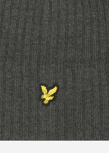 Lyle & Scott Mutsen  Knitted ribbed beanie - mid grey marl 