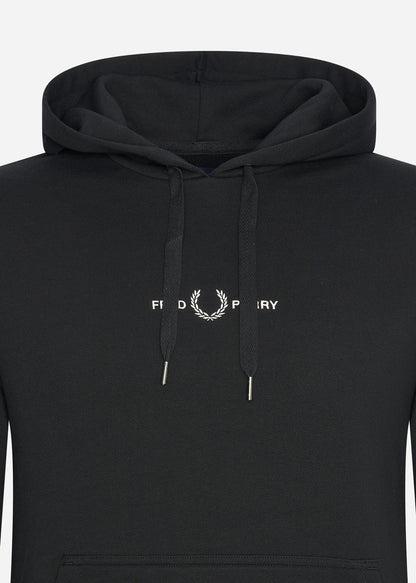 Fred Perry Hoodies  Embroidered hooded sweatshirt - black 