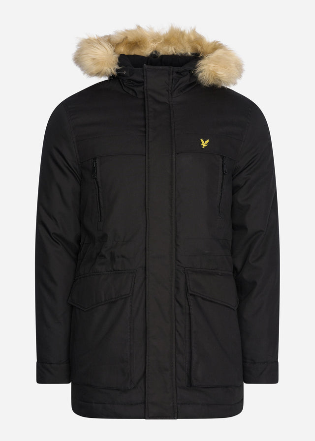 Lyle & Scott Jassen  Winter weight micro fleece lined parka - jet black 