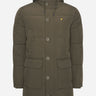 Lyle & Scott Jassen  Heavyweight longline puffer jacket - olive 