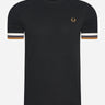 Fred Perry T-shirts  Striped cuff pique t-shirt - black 