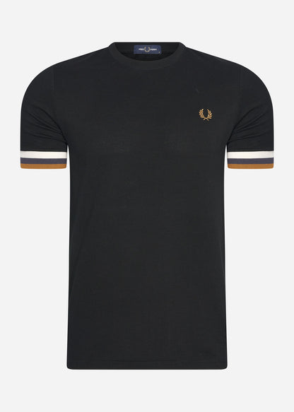 Fred Perry T-shirts  Striped cuff pique t-shirt - black 