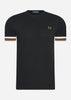 Fred Perry T-shirts  Striped cuff pique t-shirt - black 