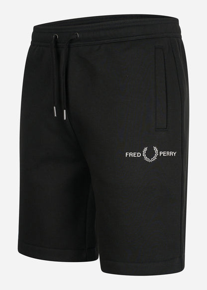 Fred Perry Korte Broeken  Embroidered sweat short - black 