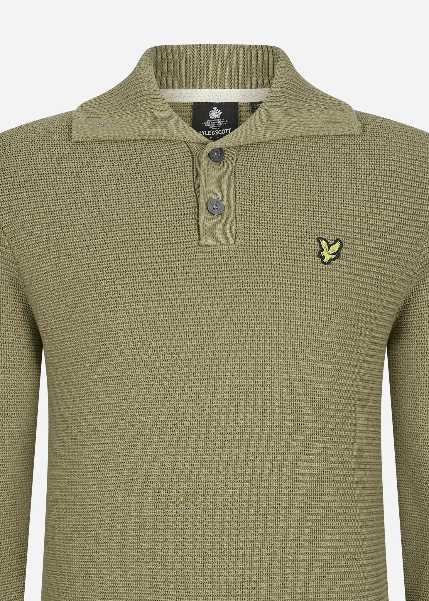 Lyle & Scott Truien  Chunky rib button neck - seaweed 