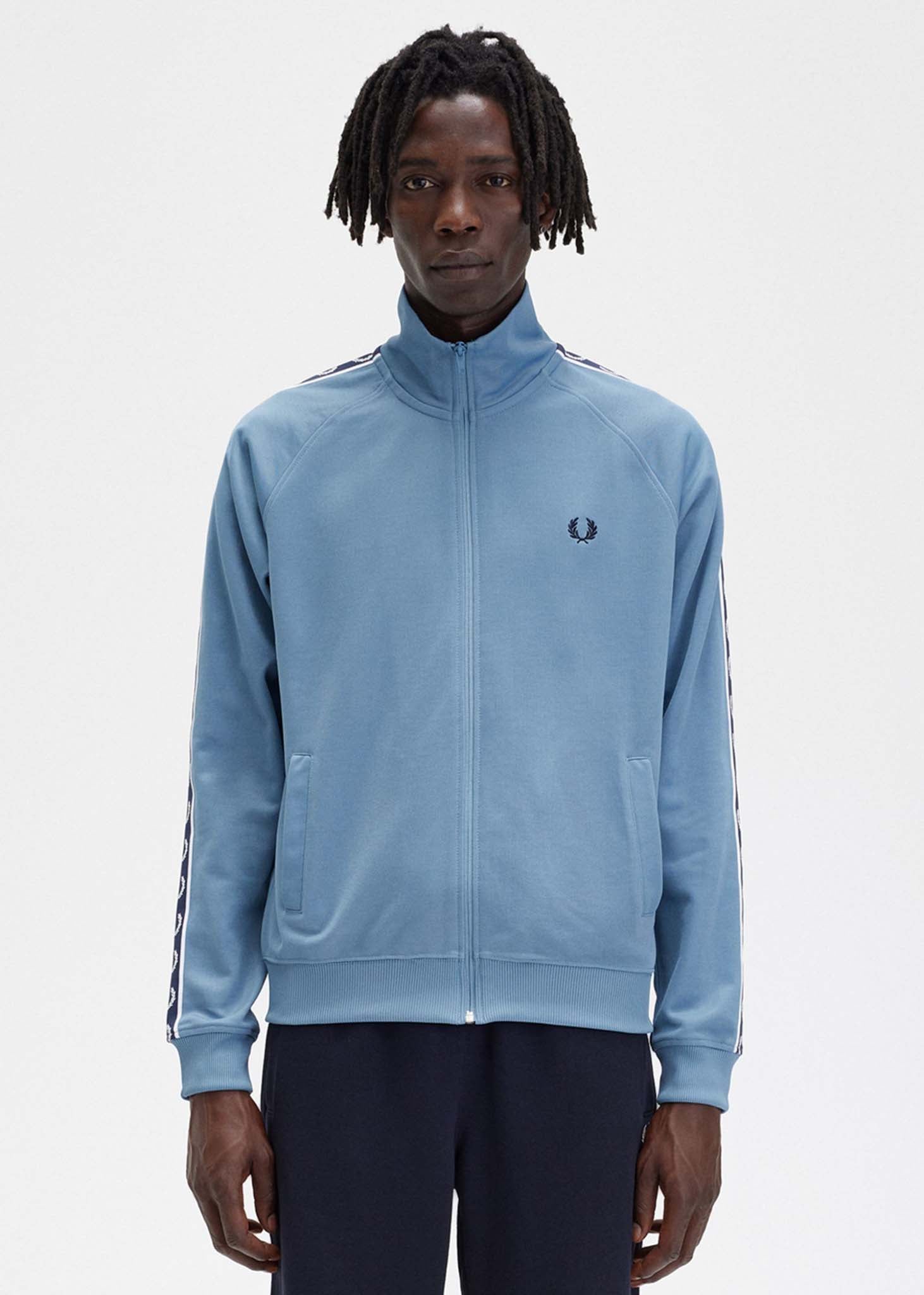 Fred Perry Vesten  Contrast tape track jacket - ash blue navy 