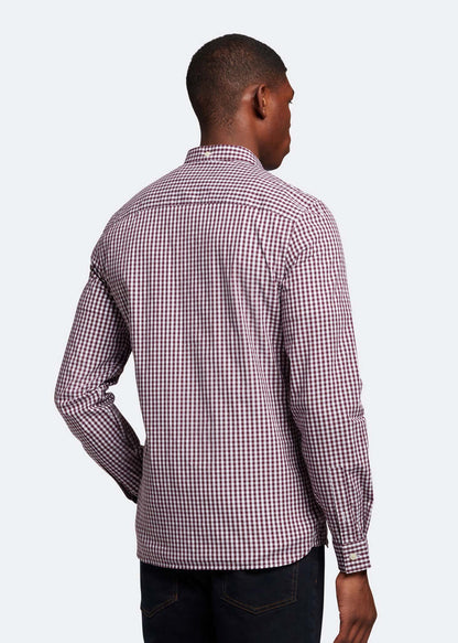 Lyle & Scott Overhemden  LS slim fit gingham shirt - burgundy white 