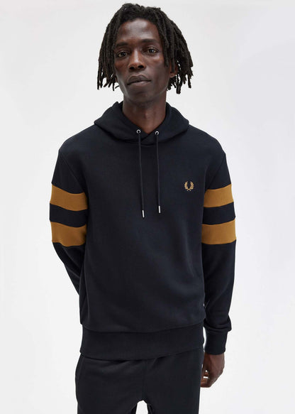 Fred Perry Hoodies  Tipped sleeve hooded sweat - black 