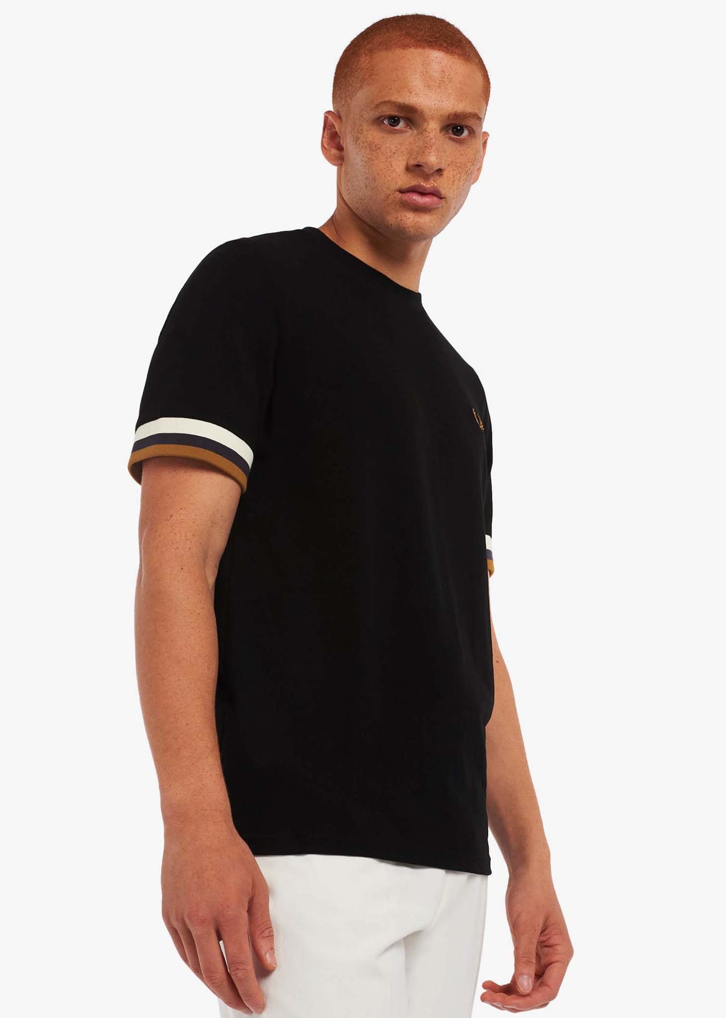 Fred Perry T-shirts  Striped cuff pique t-shirt - black 