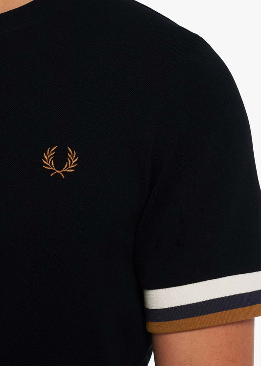 Fred Perry T-shirts  Striped cuff pique t-shirt - black 