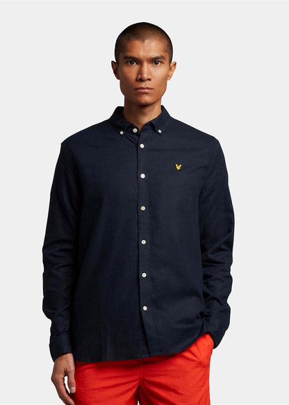 Lyle & Scott Overhemden  Cotton linen shirt - dark navy 